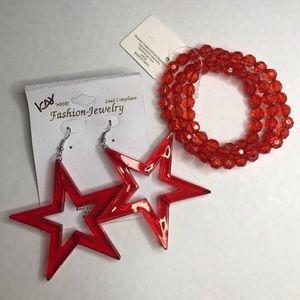 Clear Red and Earring and Bracelet Set...